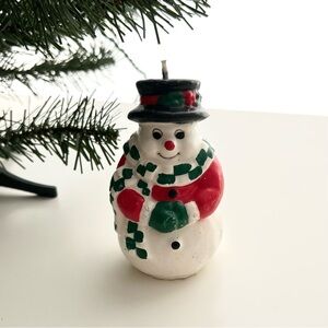 Vintage Festive Snowman Candle